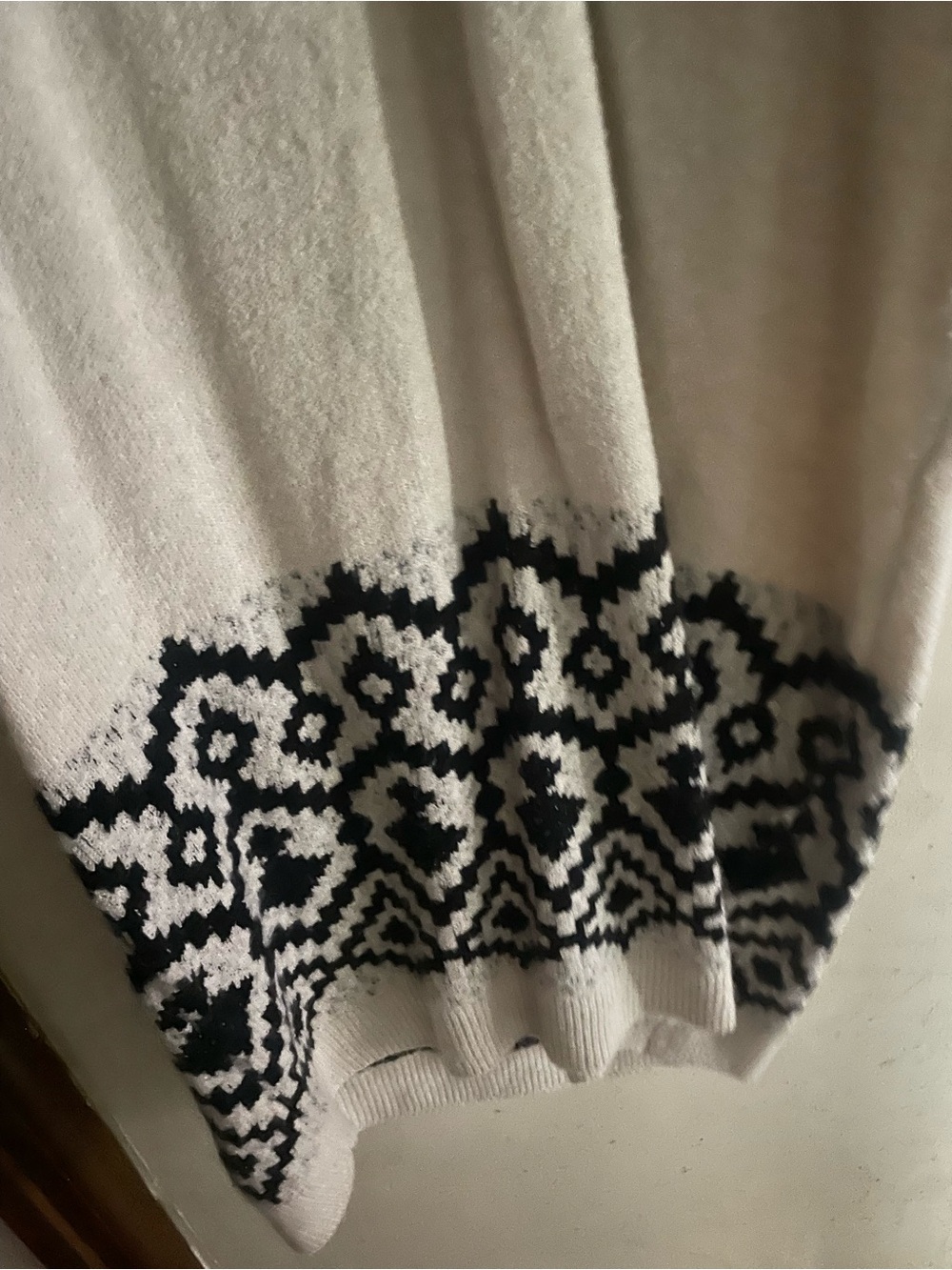 Lucky Brand Cream and Black Fair Isle Belted Knit Cardigan Dress - Picture 7 of 8